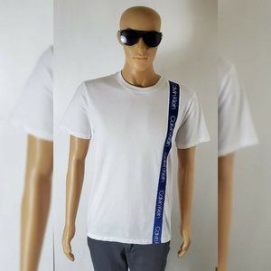 CALVIN KLEIN SIDE BAND LOGO TEE TSHIRT MEN' CREW NECK SHORT SLEEVE SIZE XL WHITE